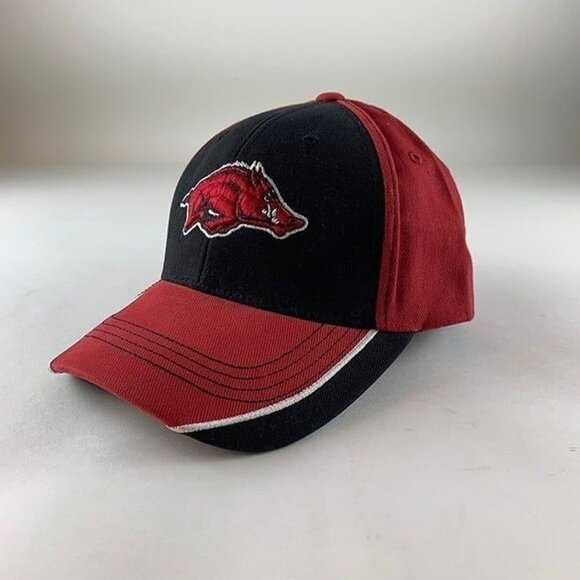Arkansas Razorbacks NCAA Maroon Black Captivating Headwear Logo Adjustable Hat - Picture 1 of 5